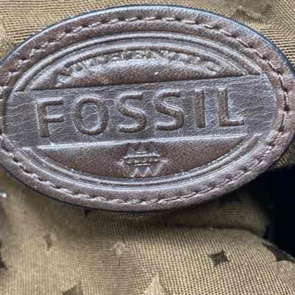 Fossil Explorer Foldover Tote Crossbody Bag Metallic Bronze Leather Large - Picture 8 of 9